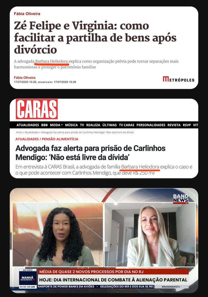 Matérias no Metrópoles, CARAS e participação na BandNews TV