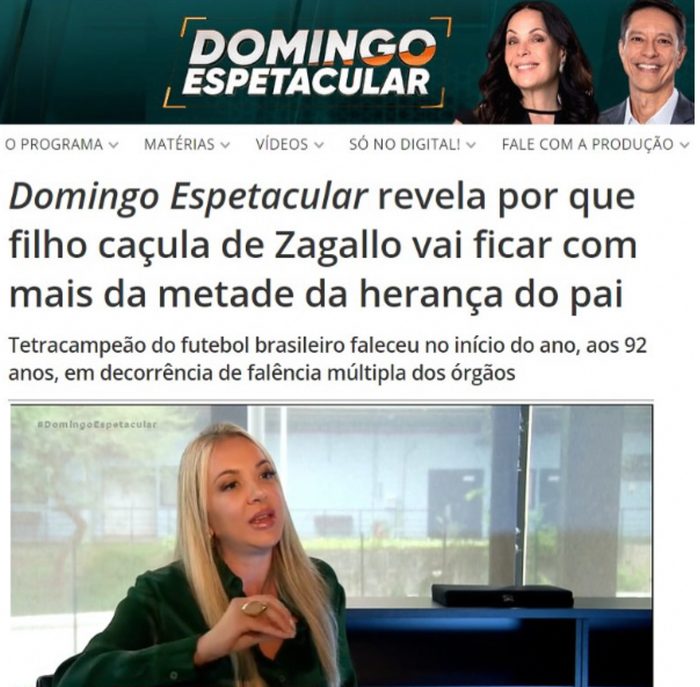 Participação no programa Domingo Espetacular sobre herança